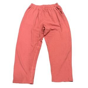 Big Bud Coral Textured Sweatpants Elastic Waist Small Wide Leg Waffle Knit Cozy